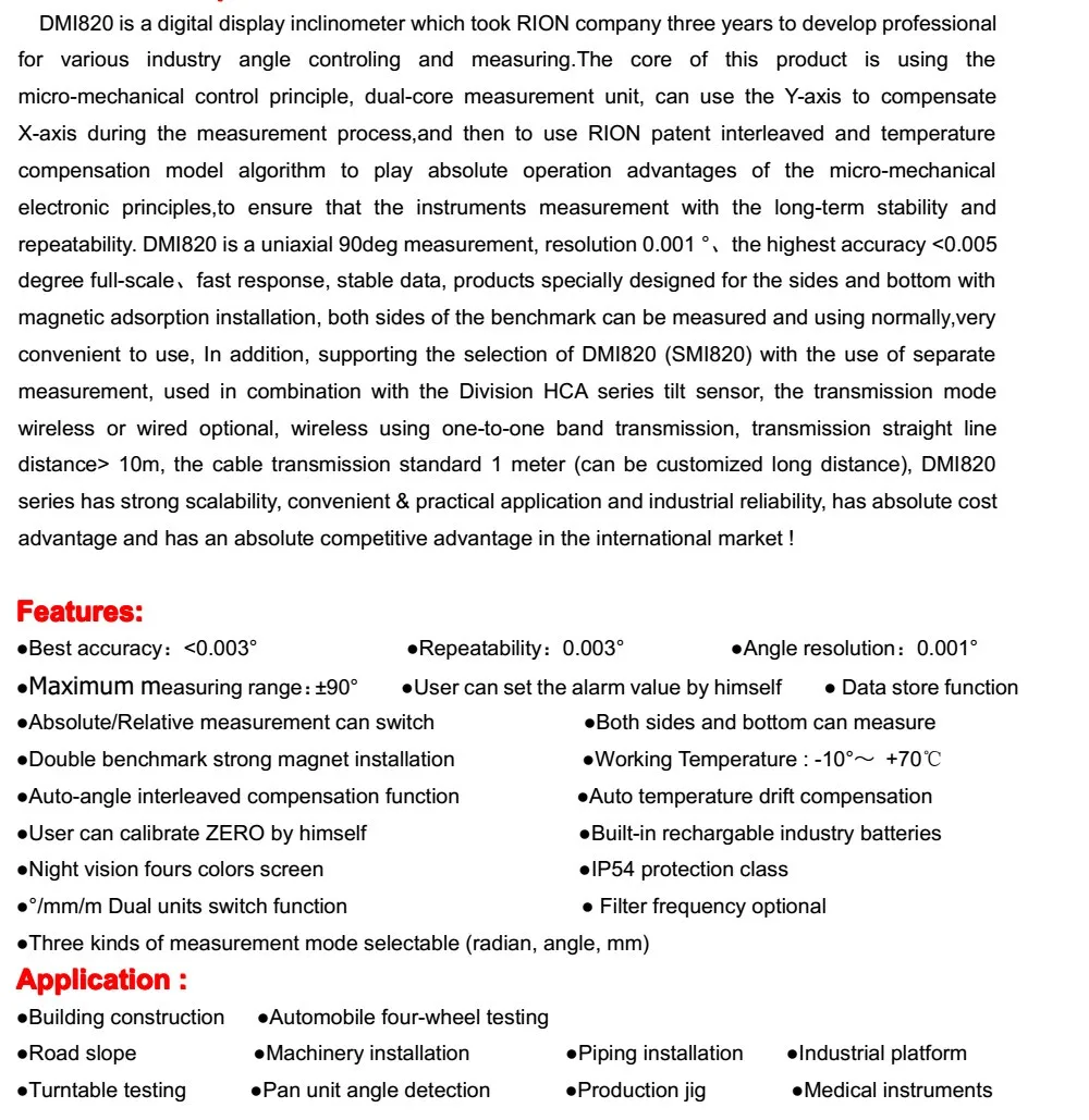 DMI820-30 высокоточные цифровые уклонометры Двухосная горизонтальная линейка цифровой измеритель уровня Высокое разрешение уклонометр