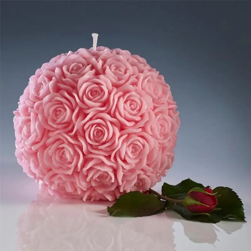 

Special Romantic Flower Candle Rose Ball Shaped Candle For Birthday Party Wedding Decorations