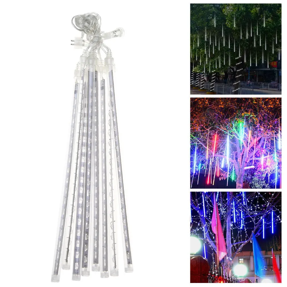 30 cm 144 LED Light Shower Hujan 8 Tabung Salju Pohon String Lampu LED Lampu Natal Partai Pernikahan Taman Luar Ruangan cahaya