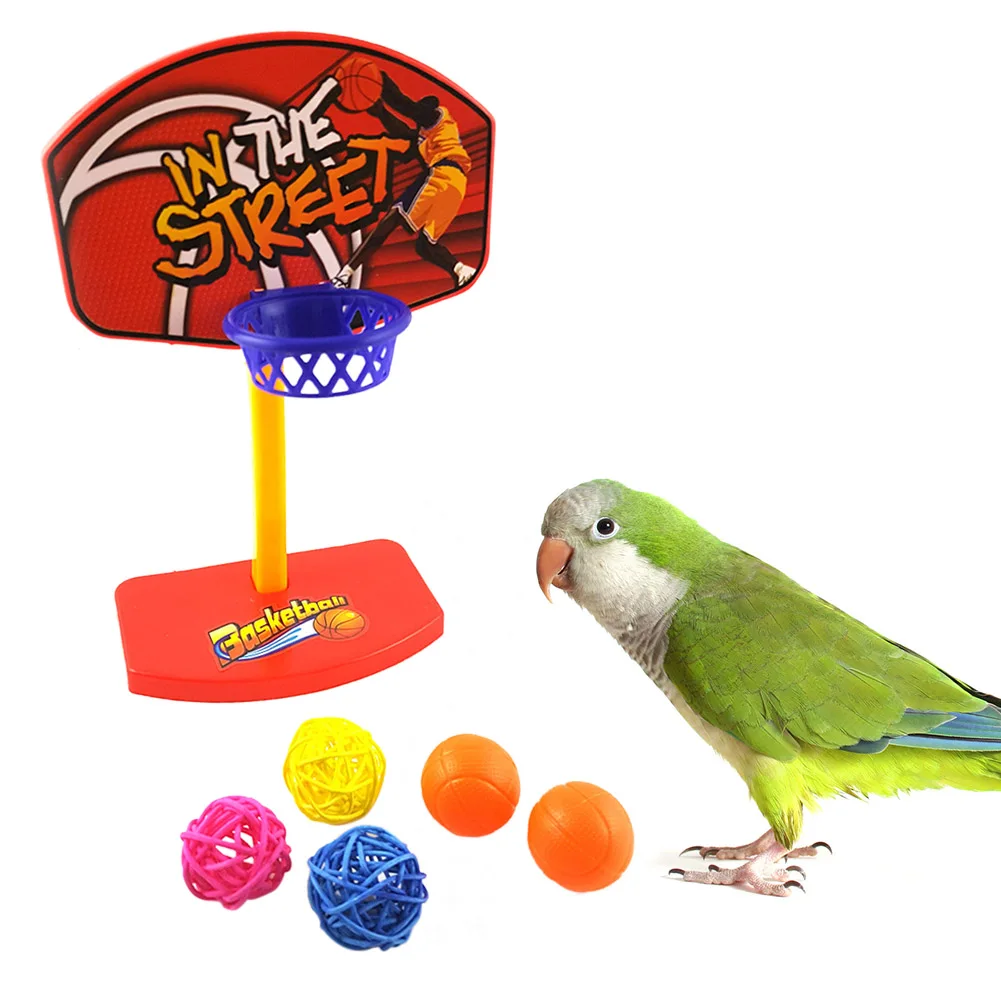 

Funny Parrot Birds Toys Mini Basketball Hoop Basket Feste Shoot Toy for Parrot Intelligence Puzzle Game Chew Toys Pet Supplies