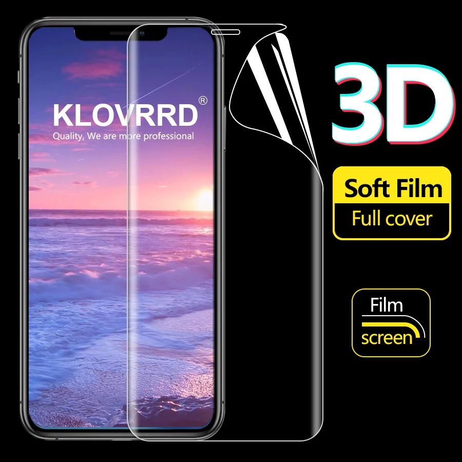 

KLOVRRD Soft Full Cover Screen Protector For iPhone 6 6s 7 8 Plus Hydrogel Film For iPhone X Xs Max Xr TPU Silicone Sticker