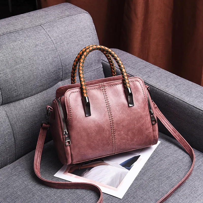 pink Модные женские сумки дизайнерские кожаные женские сумки высокого качества женские сумки через плечо повседневные большие сумки - Цвет: pink