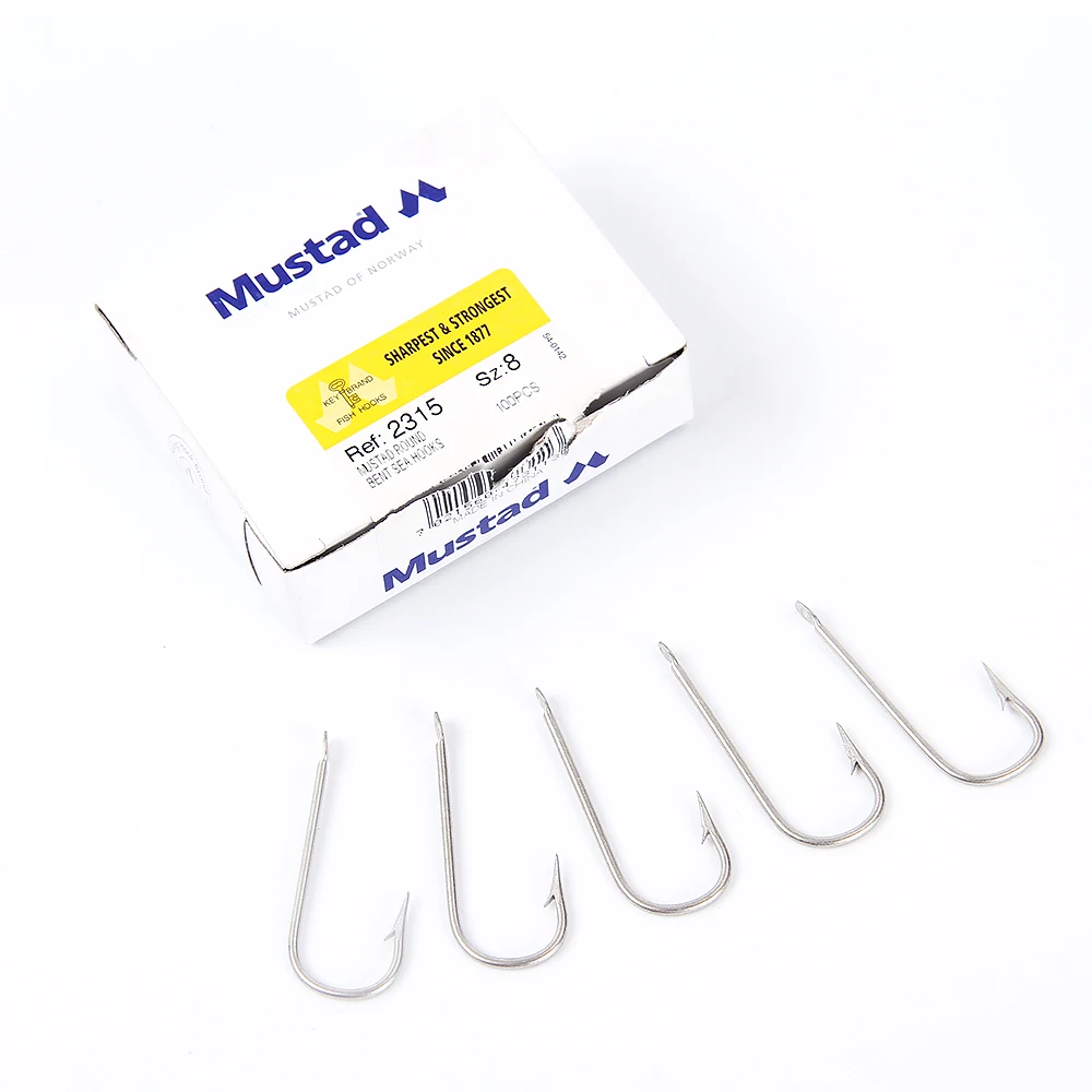 100PCS/Lot 6# 7# 8# 9# Mustad 2315 Round Bent Sea Hooks Stainless Steel ...