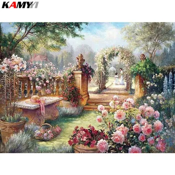 

5D diy diamond painting landscape garden resin Square drill full diamond embroidery icon home decor painting artificials XY1