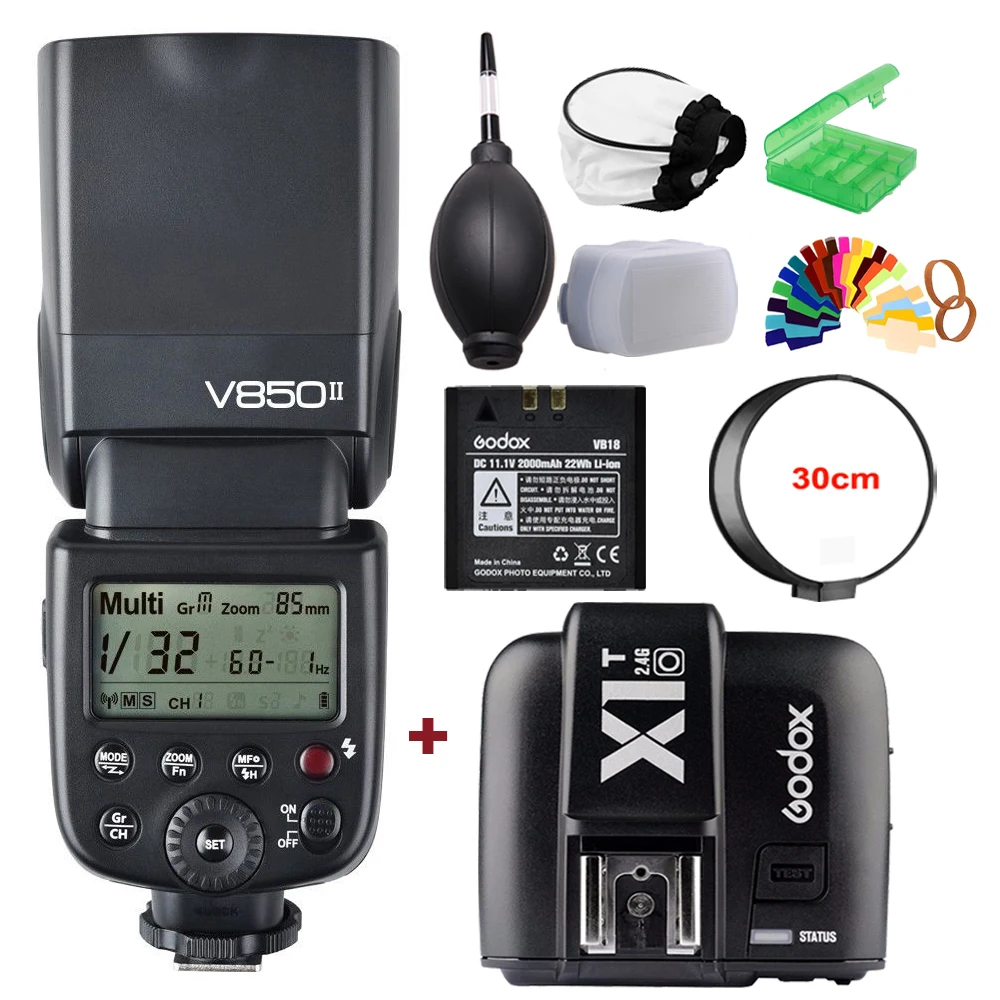 

Godox V850II 2.4G GN60 Wireless X System Li-ion Battery Speedlite Flash Light+X1T-O Trigger Transmitter for Olympus Camera