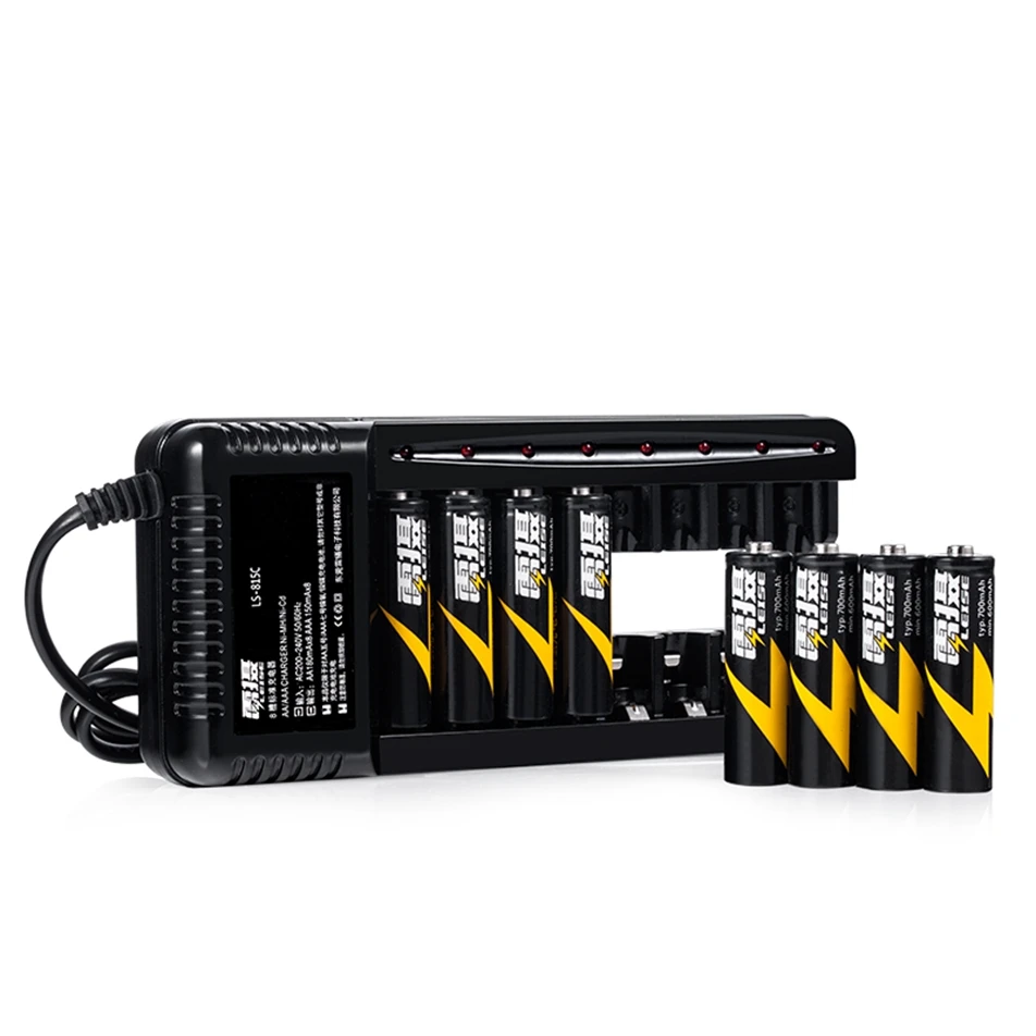 Leise 8 слотов зарядное устройство + шт AA 1300 mAh ni mh аккумуляторная батарея