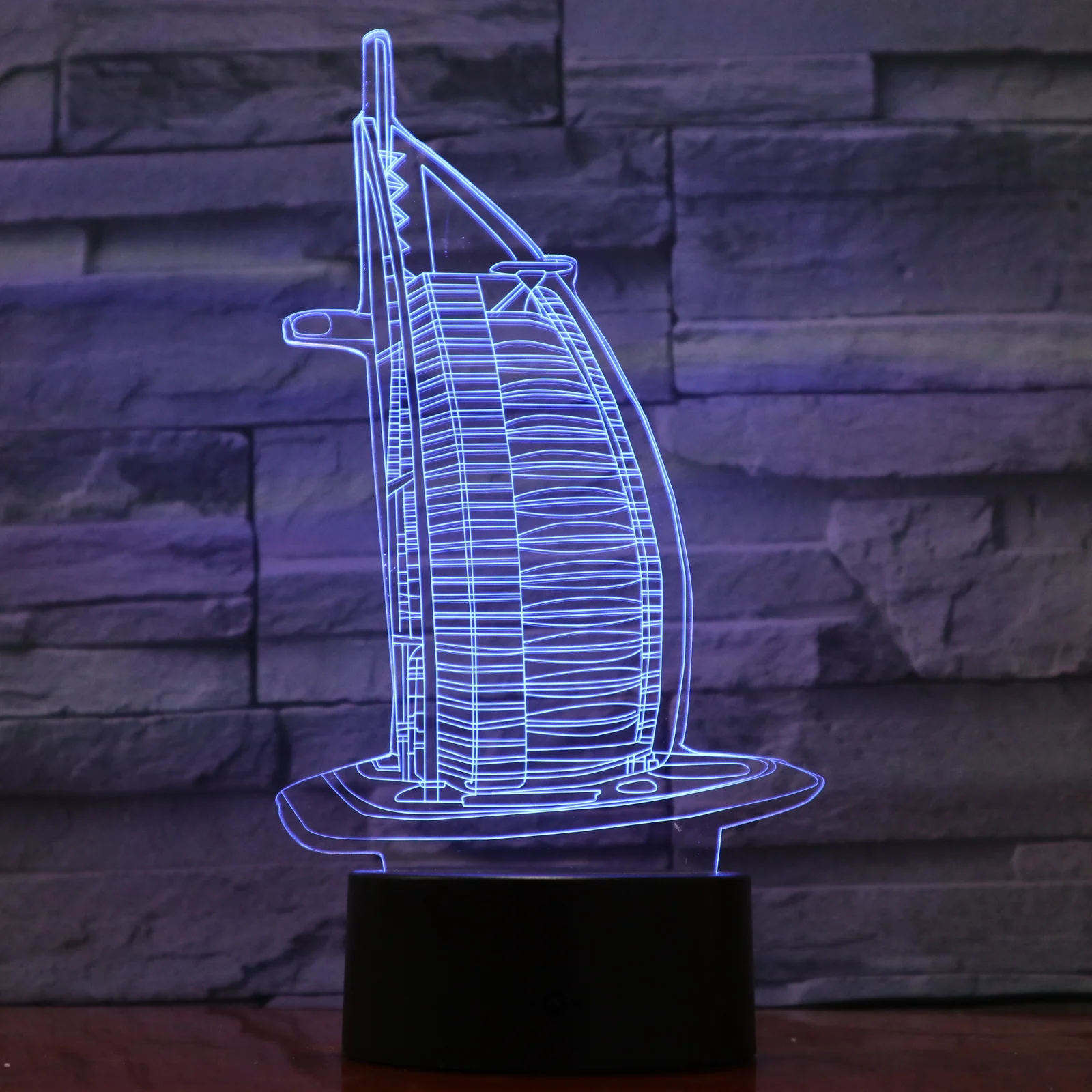 

Burj Al Arab USB 3D led night light Multicolor RGB Birthday Festival Gift Famous Buildings decorative lights Desk lamp bedroom