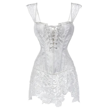 

White Strap Hollow Out Lace Corset Sexy Lingerie Women Zipper Corsets And Bustiers Plus Size Corpetes E Corselet Gothic Clothing