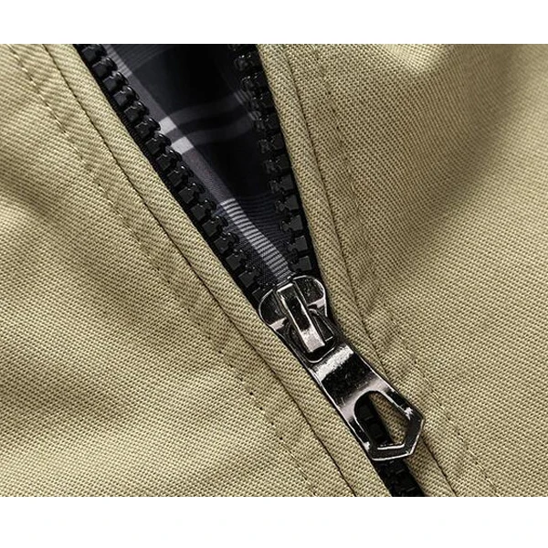 Mens Spring Autumn Stand Collar Multi Pocket Outdoor Jacket