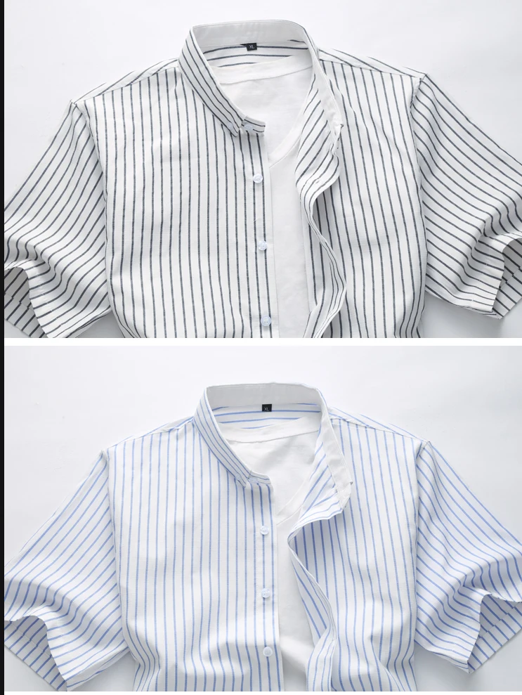 Мужская рубашка в полоску LONMMY 6XL 7XL хлопковая Повседневная брендовая одежда с