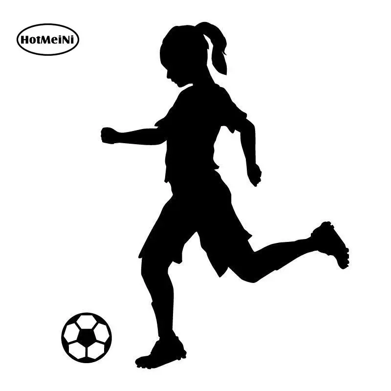 HotMeiNi Silhouette Girl Soccer Player виниловая Автомобильная наклейка с мячом для