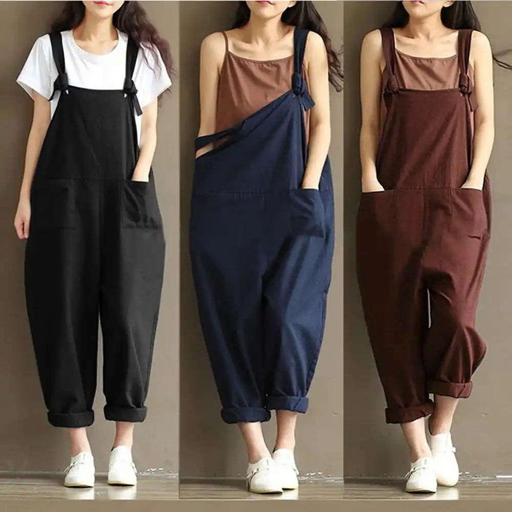sleeveless bib pants harem trousers jumpsuit playsuit overalls