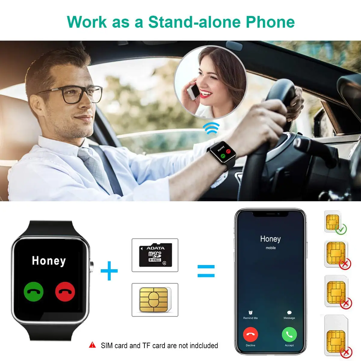 Умные часы X7 Bluetooth с камерой поддержка SIM карты TF сенсорный экран будильник