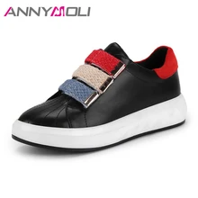 ANNYMOLI/Женская обувь на плоской платформе; криперы; кроссовки с круглым носком; школьная обувь; Весенняя удобная обувь без каблука; цвет белый, черный; размеры 34-43