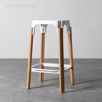 

68cm Seat Height Replica Modern Design Steelwood Bar Stool Solid Wooden Leg Metal Steel Base Bar Chair kitchen Counter Stool