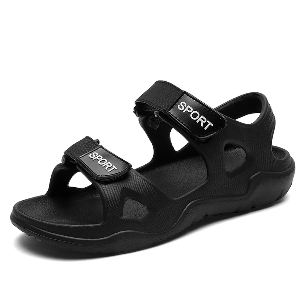 Genuine Leather Shoes Men Sandals Summer Beach Sandals Male Shoes Fashion Cow Leather Man Sandals Black White June 3