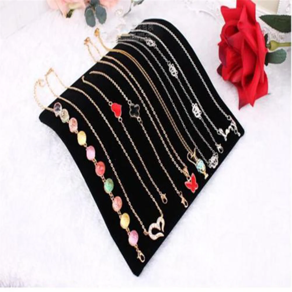 Simple Black Velvet Necklace Bracelet Display Board Necklace Chain Pendant Display Jewelry Organizer Stand Holder For Women Simple Black Velvet Necklace Bracelet Display Board Necklace Chain Pendant Display Jewelry Organizer Stand Holder For Women