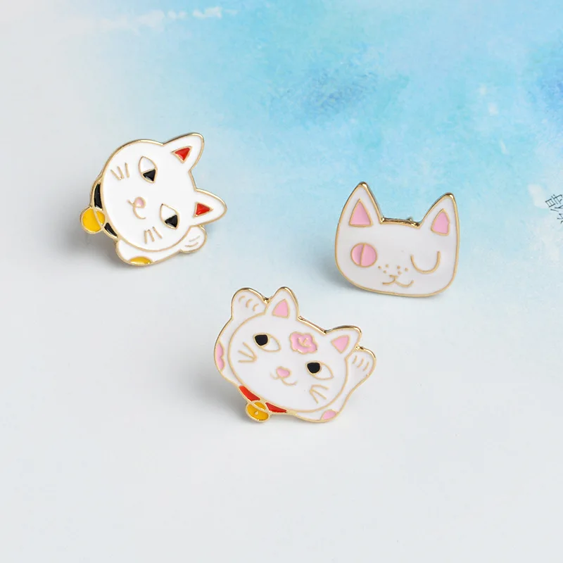 1 шт./3 шт. Фортуна cat металлический штырь значки на рюкзак джинсы броши булавки для