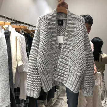 

2018 new lazy wind handmade woven sweater women's jacket
