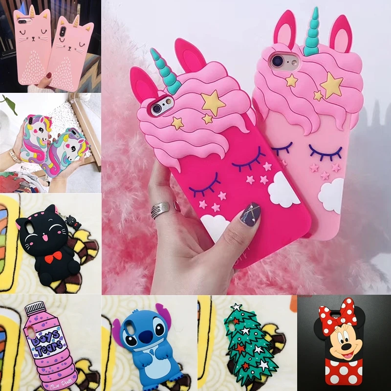 3D الكرتون لينة سيليكون عيد الميلاد حقيبة لهاتف أي فون 5 ثانية 5 6 6 7 8 زائد X غطاء ميني جودي ثانية أرنب القط النمر غرزة يونيكورن الحيوان