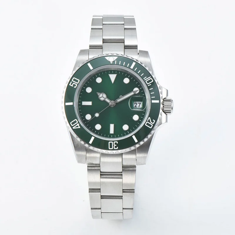 

OUMASHI 40 mm Men Green Sterile Dial Sapphire Crystal Green Ceramic Bezel Date Luminous Waterproof Automatic Machinery Watch