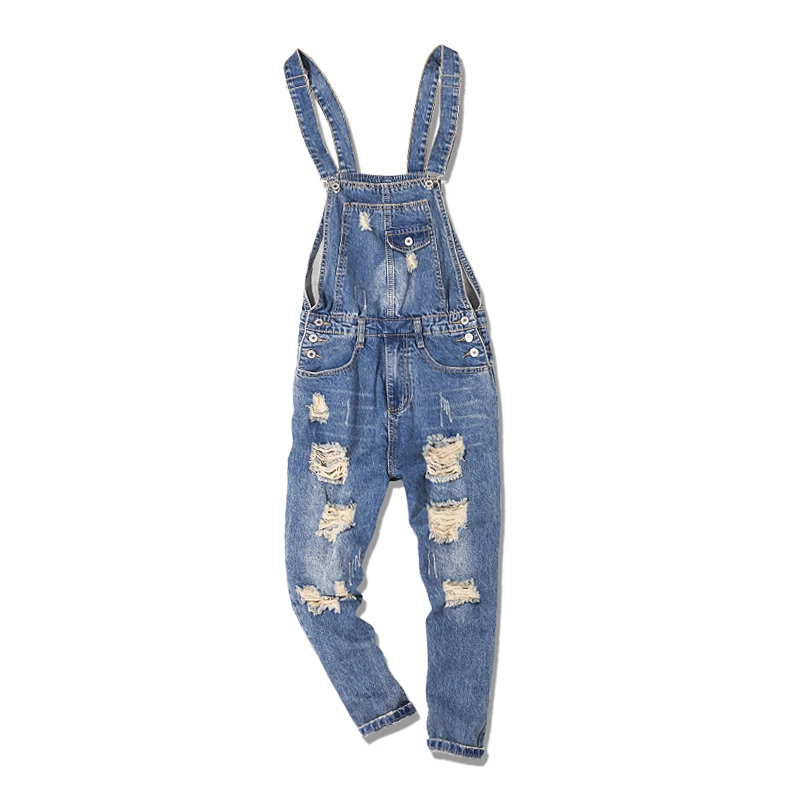 Men Casual Denim Jumpsuits for Men 2019 Rompers Mens Ripped Jeans