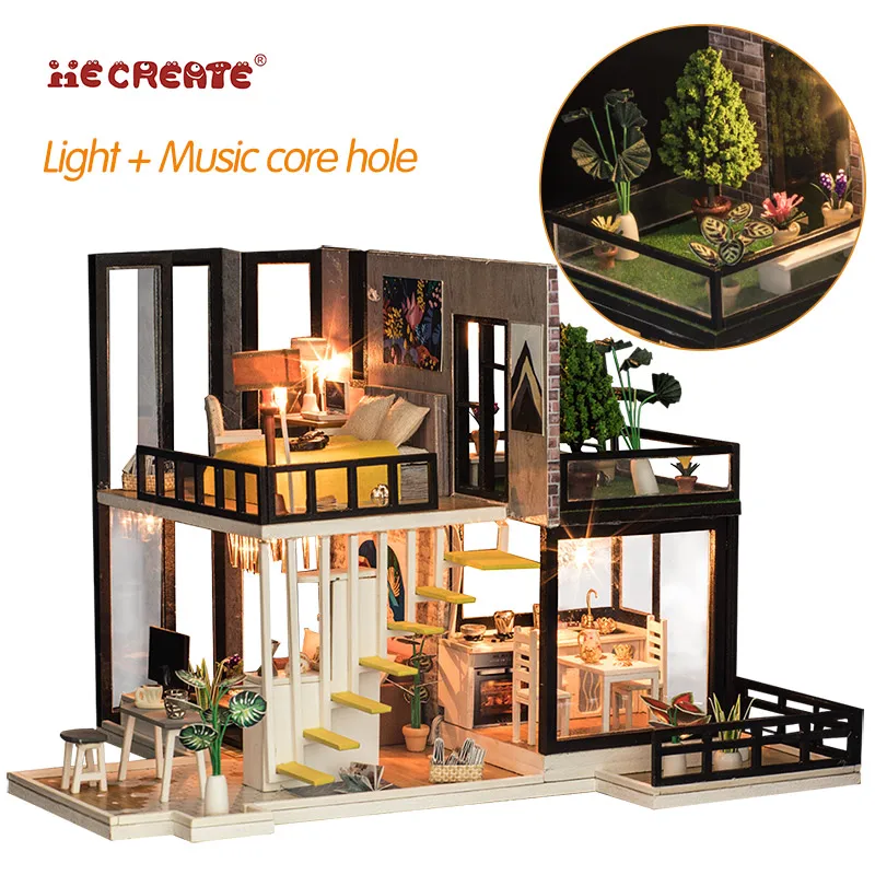 

Handmade Doll House with Furniture Miniature Diy Doll Houses Miniature Dollhouse Kitchen Wooden Toys For Children Birthday Gift