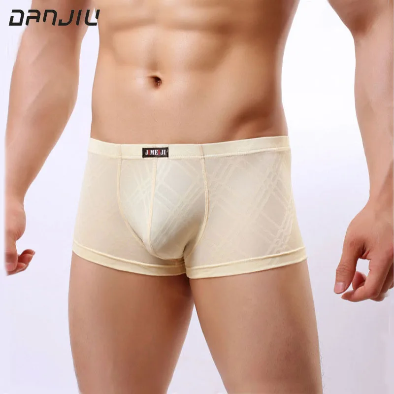 

DANJIU Thin Stripe Sexy Gay Male Lace Underwear U Convex Men Boxer Shorts Low Waist Mens Underpants Solid Cueca Calzoncillos