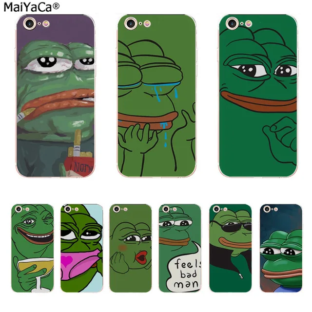 MaiYaCa Frog Meme for iPhone 4S SE 5C 5S 5 6 6S 7 8 Plus X XR XS MAX Samsung Black Soft Shell Phone Case Rubber Silicone | Мобильные