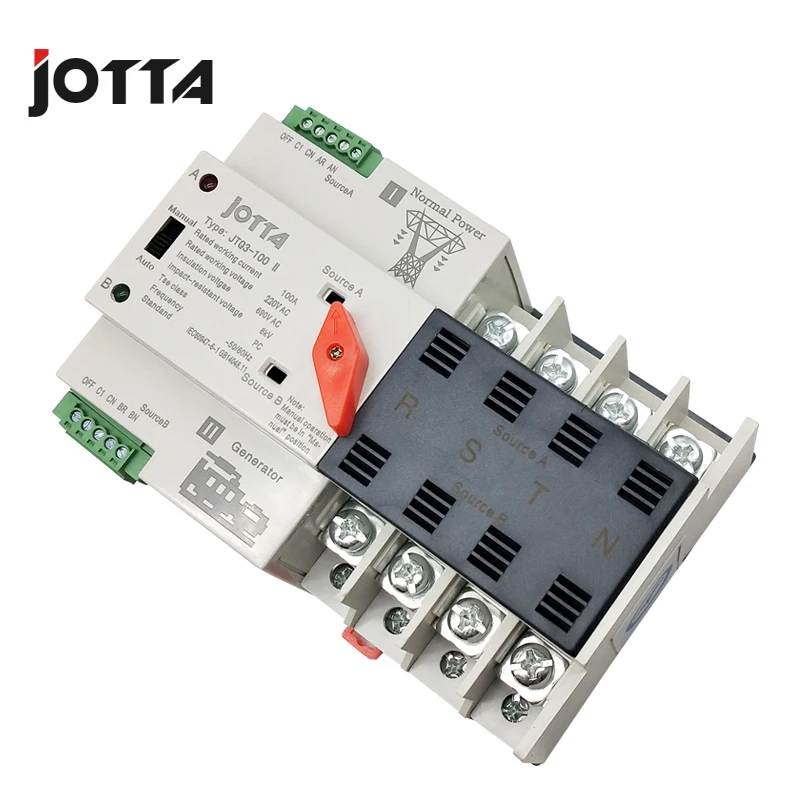 Jotta W2R-4P 110 В/220 В мини ATS автоматический переключатель 100A 4P электрические селекторные переключатели Двойной Выключатель питания на din-рейке