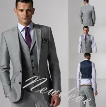 Gray Men's Wedding Suits 3Piece Groom Tuxedos Formal Groomsman Lapel Custom Made custom made men suits fashion groom suits tuxedos black lapel single breasted men wedding suits tuxedos groomsman suits jacket