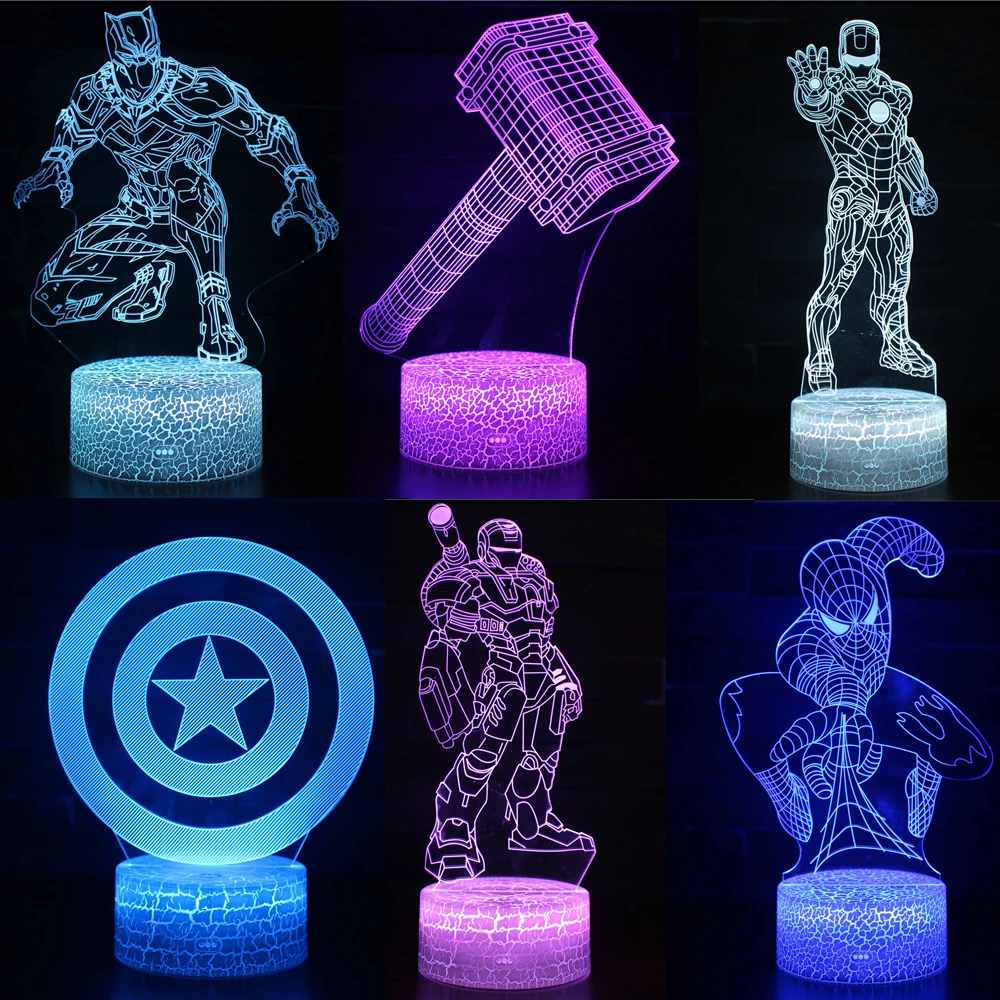 

Superhero Toys NightLight LED Sleep Light Projection Lamp Iron Man Raytheon Spiderman Hulk Game Accessories Kids Gifts