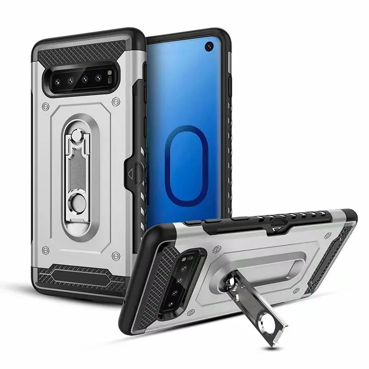 

For Samsung Galaxy S10 Plus Case Hard PC+Silicone Hybrid Armor With Stand Card Protective back cover case for samsung s10e s10+
