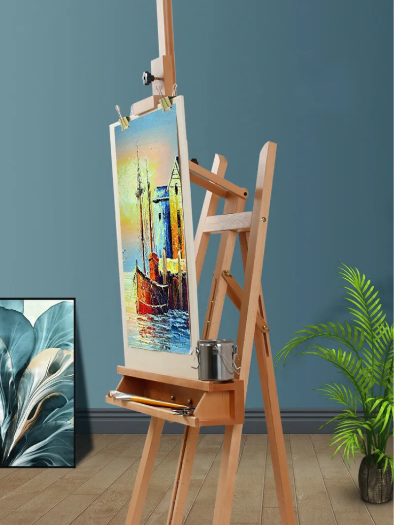 plateau de mélange 2 palettes Chevalet d’artiste portable professionnel pour peinture à l’aquarelle Plein Aire avec trépied réglable 2 palettes en bois pliable 
