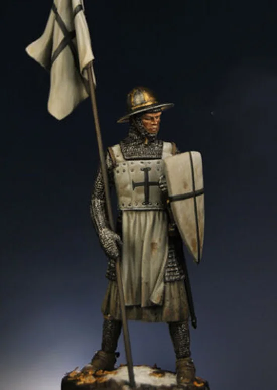 

New Unassembled 1/24 75MM ancient knight with banner 75MM Resin figure Unpainted model kit