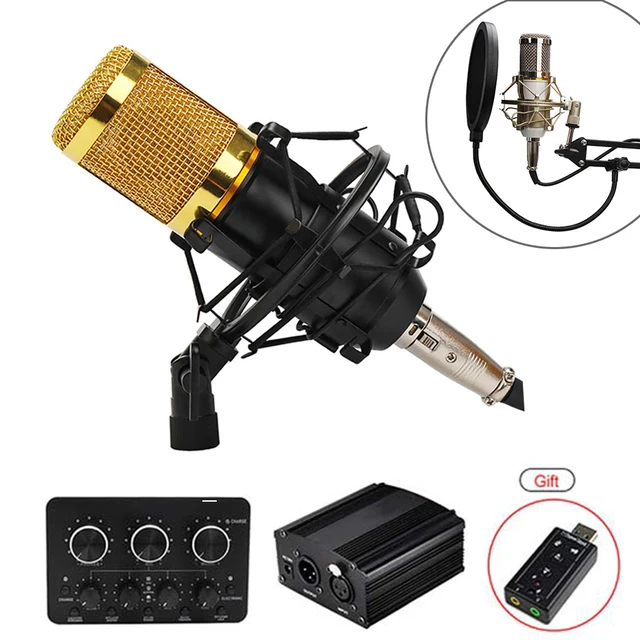 BM 800 Condenser Microphone bm800 48V Phantom Power Mic Sound Card With