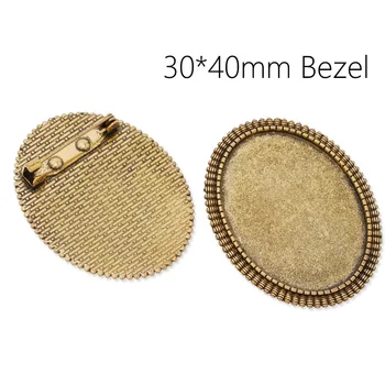 

New Vintage Alloy Brooch Cabochon Bezel Settings, Antique Gold Plated Oval Tray 30*40 mm-C3854