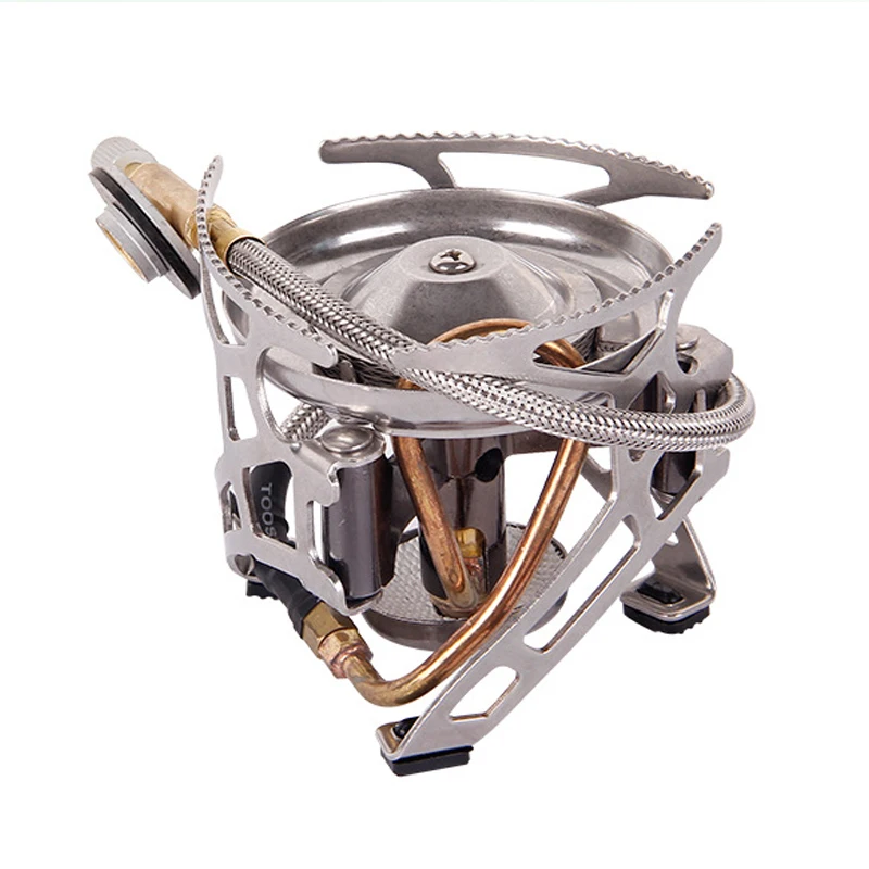 Cena Nowy przenośny odkryty camping ze stali nierdzewnej split na butan kuchenka gotowanie potężny piknik grill 3000W palnik paliwa