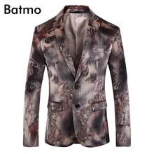 Batmo Новое поступление, высококачественные бархатные повседневные мужские блейзеры с принтом, мужские повседневные Костюмы, повседневная мужская куртка, большие размеры 203