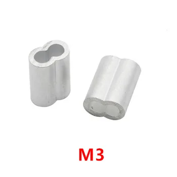 

200pcs M3 3mm Aluminum Furrules Crimping Sleeve Double-hole 8 Shape Oval Clip Wire Rope Clamp Fastener Rigging Wire Colis