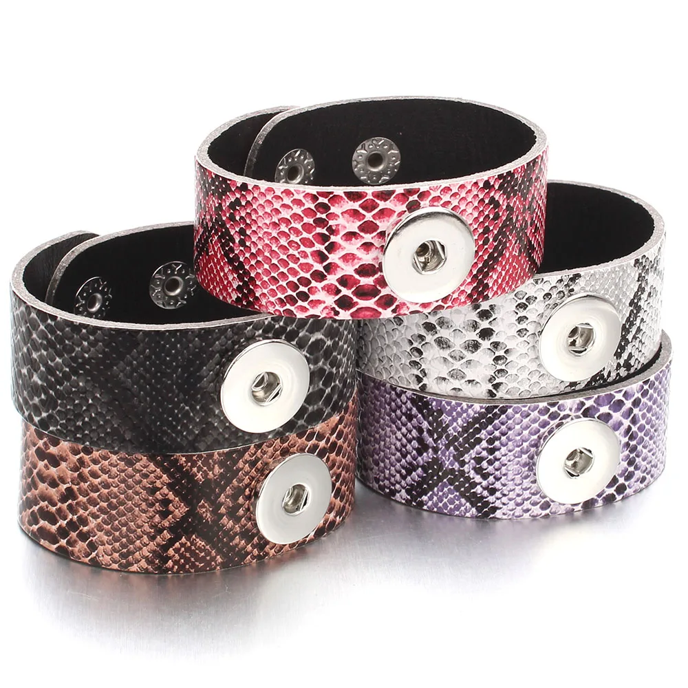 New Fashion Leather Snap Bracelet Fit 18mm Snap Button Jewelry Handmade