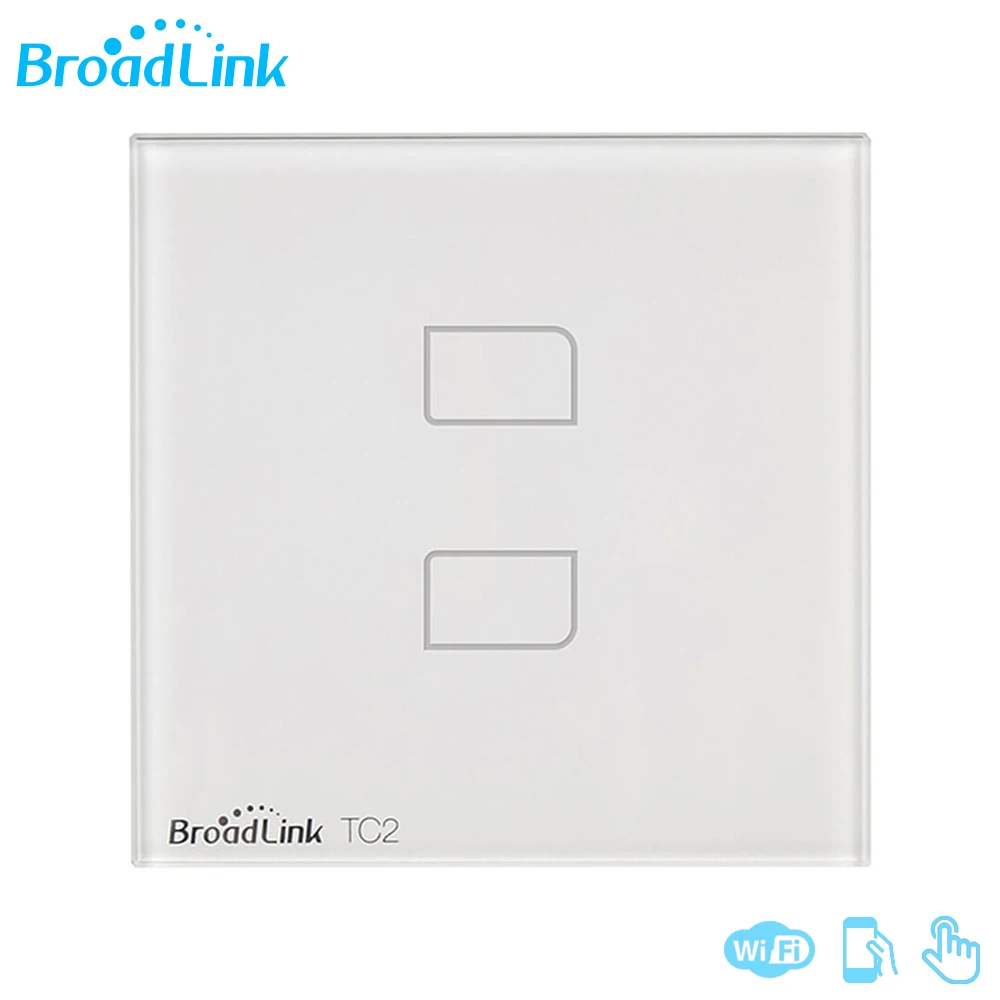 

Broadlink TC2 RF Touch Switch Smart Home EU US UK Touching 2 Loads Panel Switch Wireless Remote Light Controller