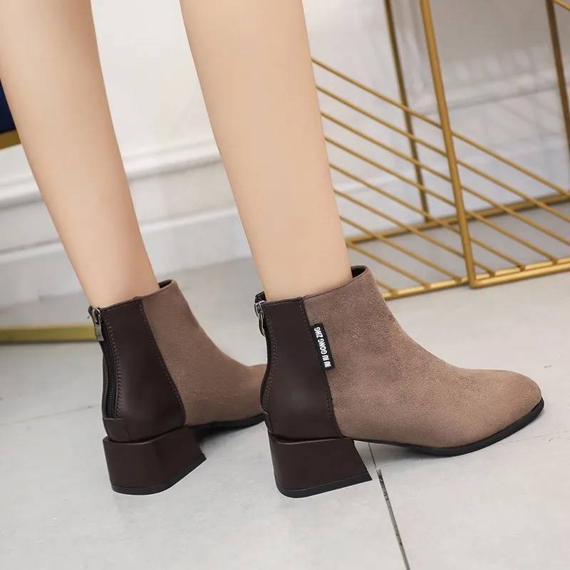 

2018 new single-boot scrub women's fashion boots with thick heels winter boots women