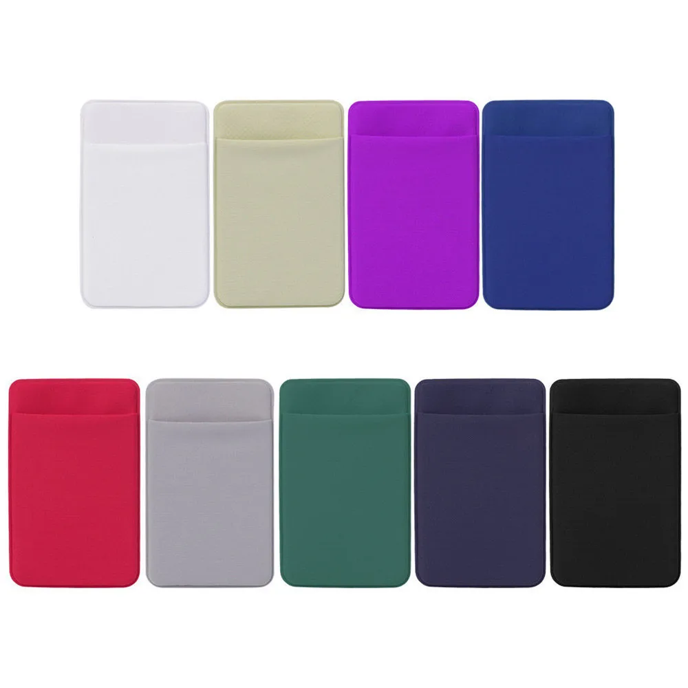 

Elastic Mobile Phone ID Credit Card Holder Wallet Credit Pocket Adhesive Sticker Women Men Travel Accessories