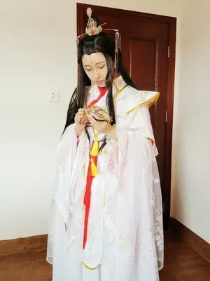 Аниме Tian Guan Ci Fu Cos Xie Lian Yue Shen Платиновый Павлин косплей полный набор парик обувь аксессуары ткань