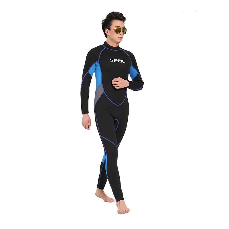 SEAC 2.5mm Neoprene Men Wetsuits One piece Long Sleeve Keep Warm