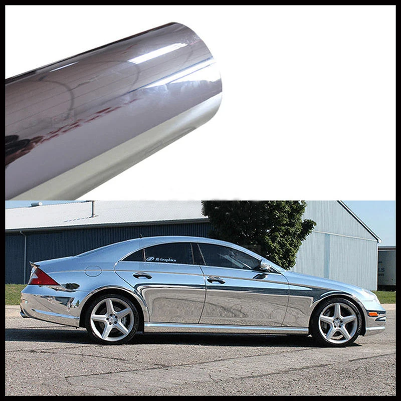 JX-LCLYL 12x60" 30*152CM DIY Car Vehicle 3D Vinyl Film Wrap Sticker Decal Silver Chrome
