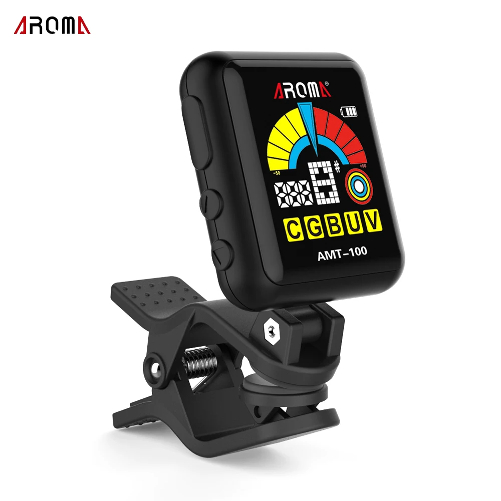 

AROMA AMT-100 2 in 1 Clip-on Electronic Guitar Tuner with Built-in Battery USB Cable for Guitar Rechargeable Rotatable