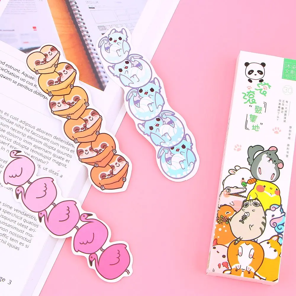 30 шт. милые Мультяшные животные бумажная Закладка Kawaii школьные канцелярские