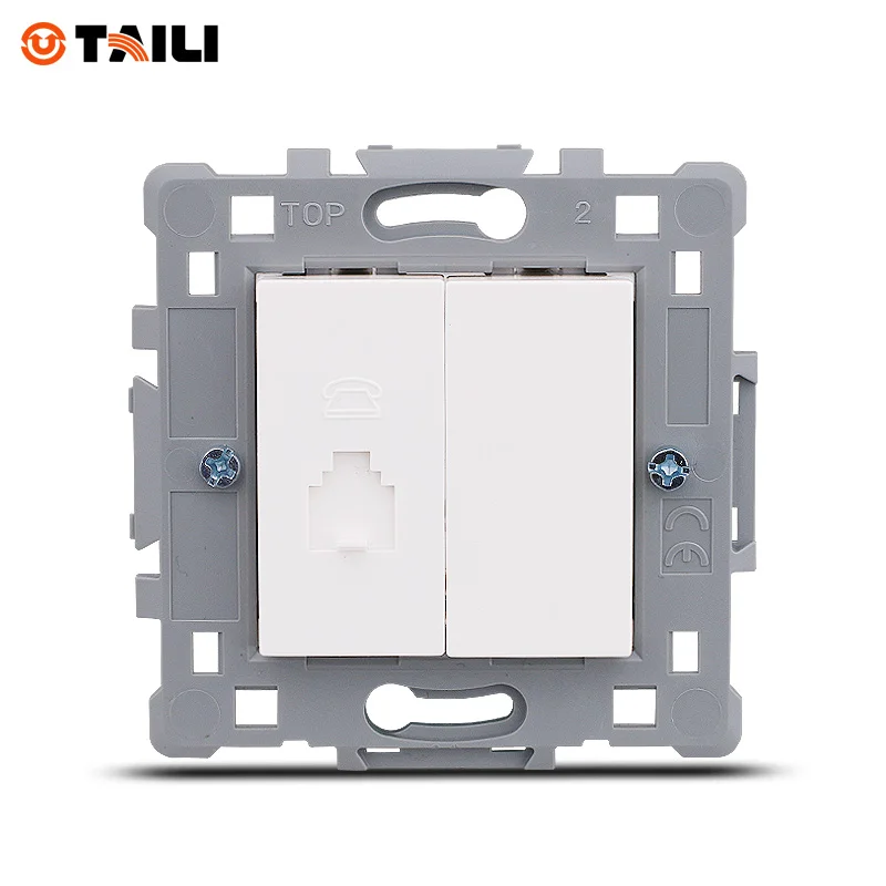 Beste Wit Plastic Materialen EU Standaard Telefoonaansluiting Functietoets DIY Deel Outlet RJ11 Puur koperen kern Hoge Kwaliteit TAILI